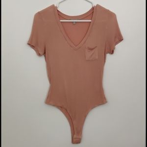 Dusty Pink V-neck T-Shirt Bodysuit